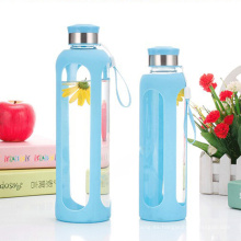 Botella de cristal de agua respetuosa del medio ambiente, botella de silicona del deporte